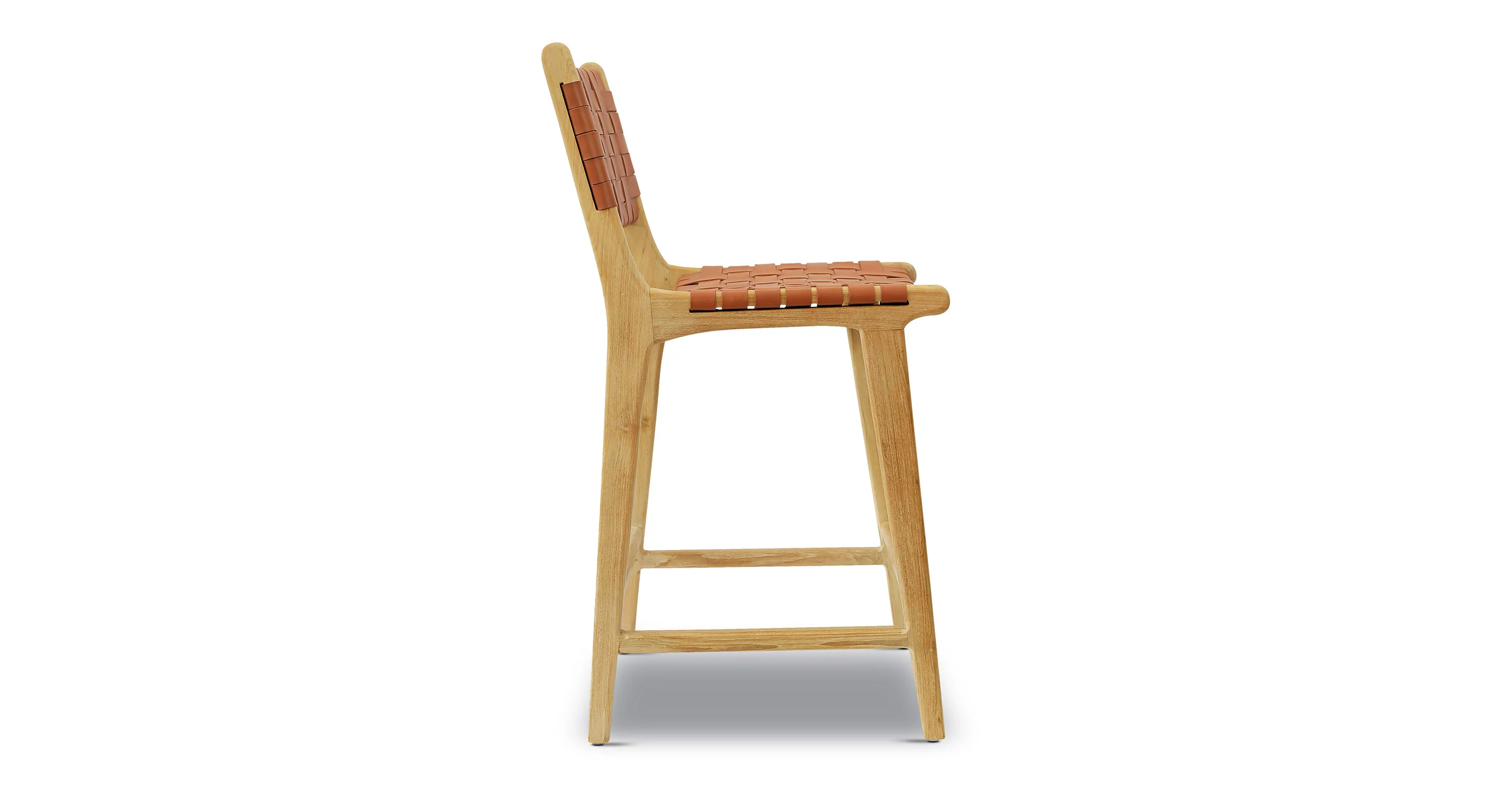Banda Teak & Woven Leather Counter Height Stool - Image 18