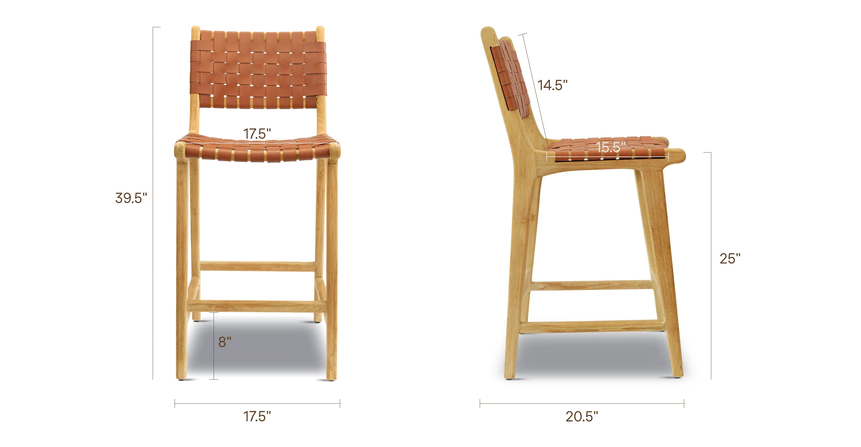 Banda Teak & Woven Leather Counter Height Stool - Image 28