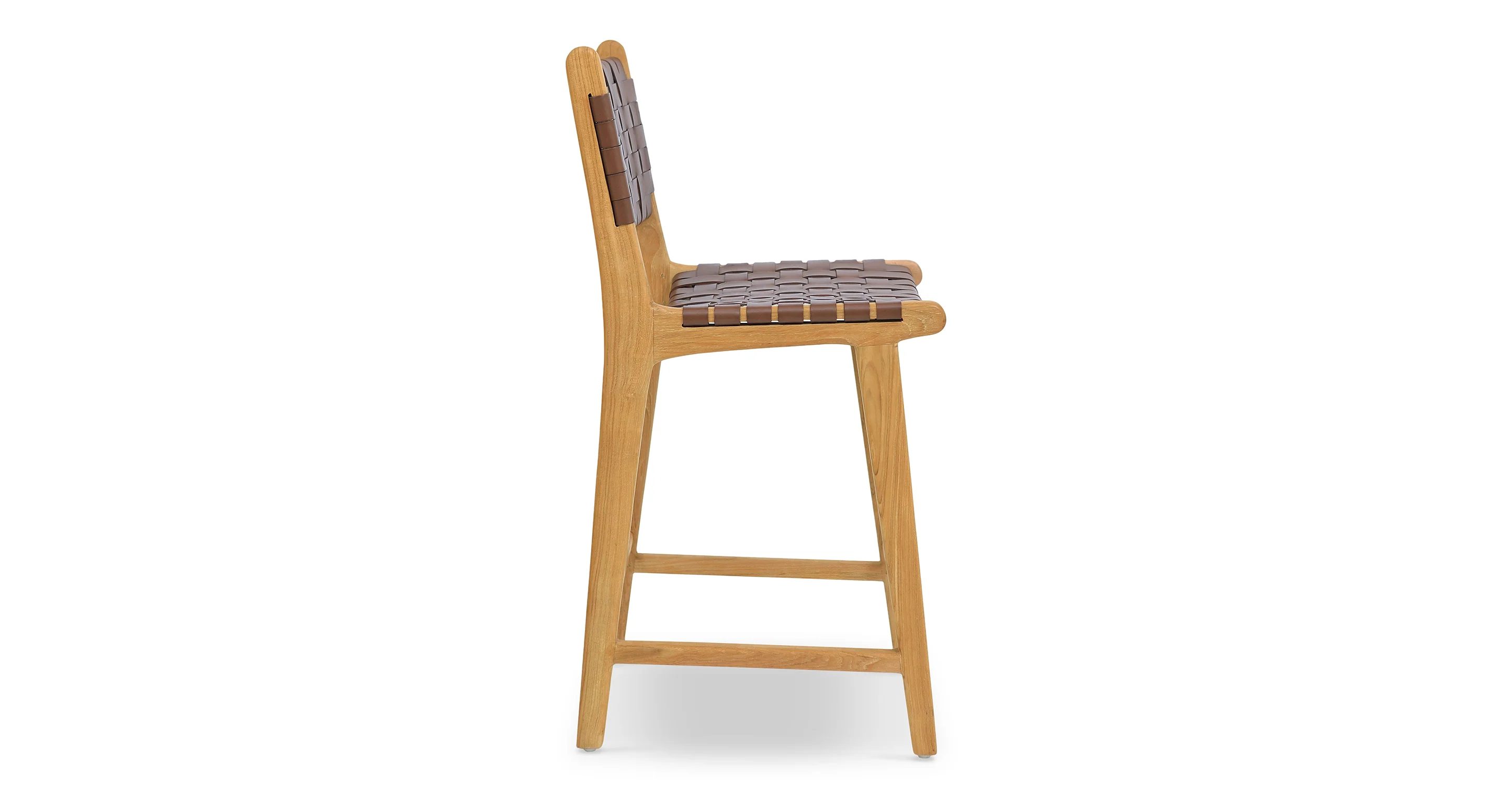 Banda Teak & Woven Leather Counter Height Stool - Image 3