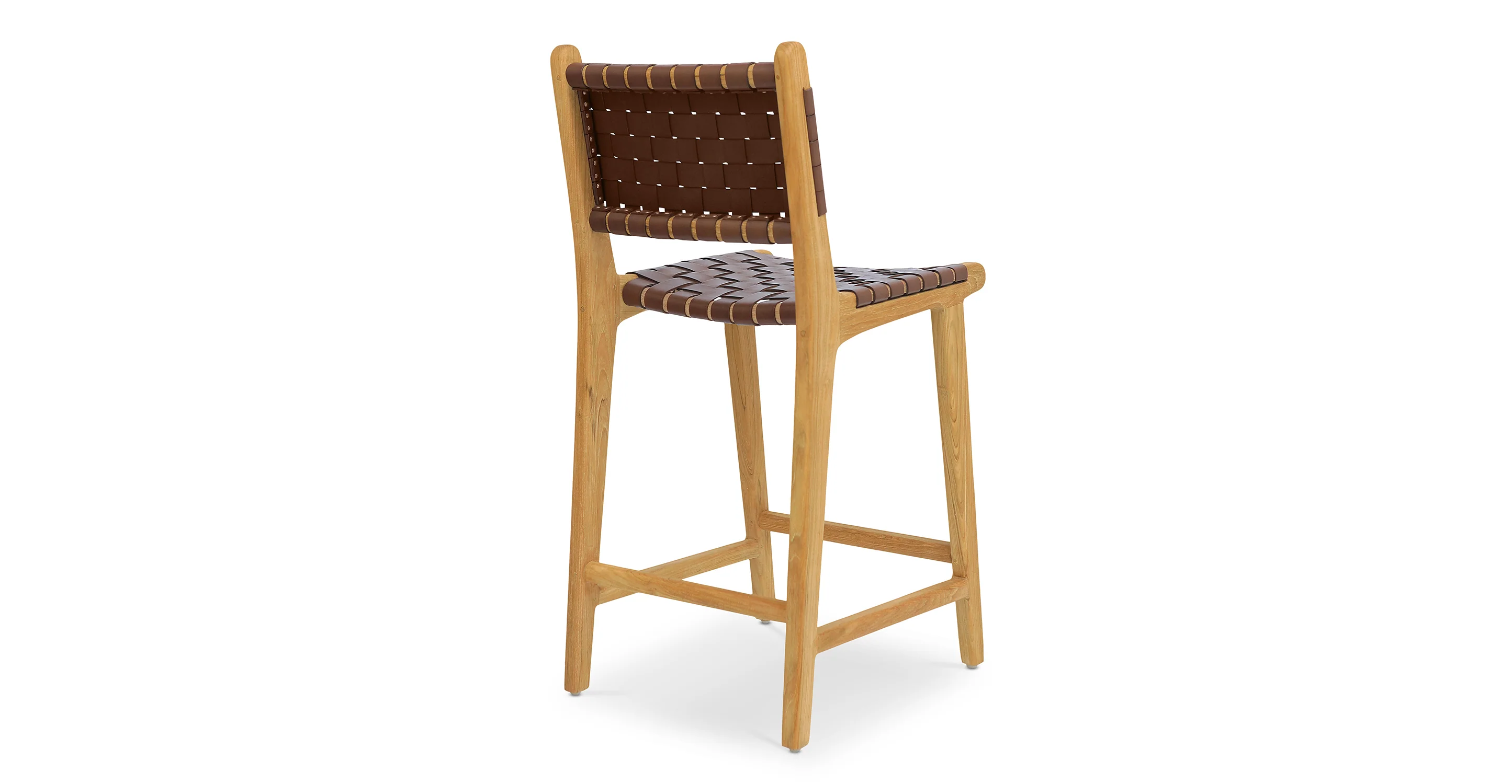 Banda Teak & Woven Leather Counter Height Stool - Image 4