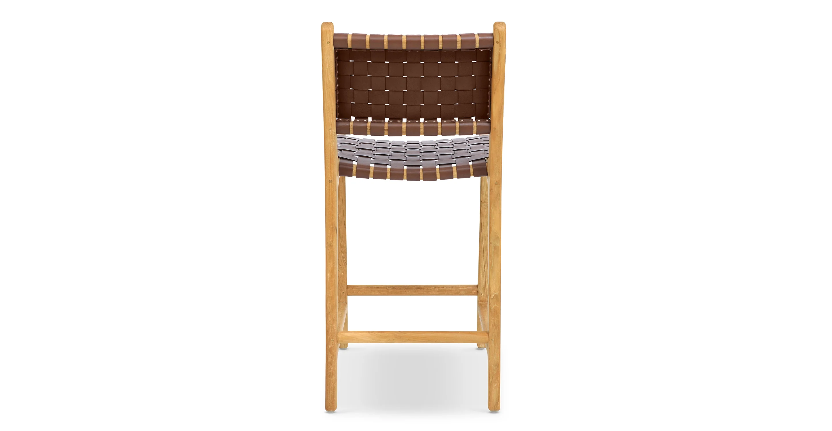 Banda Teak & Woven Leather Counter Height Stool - Image 5