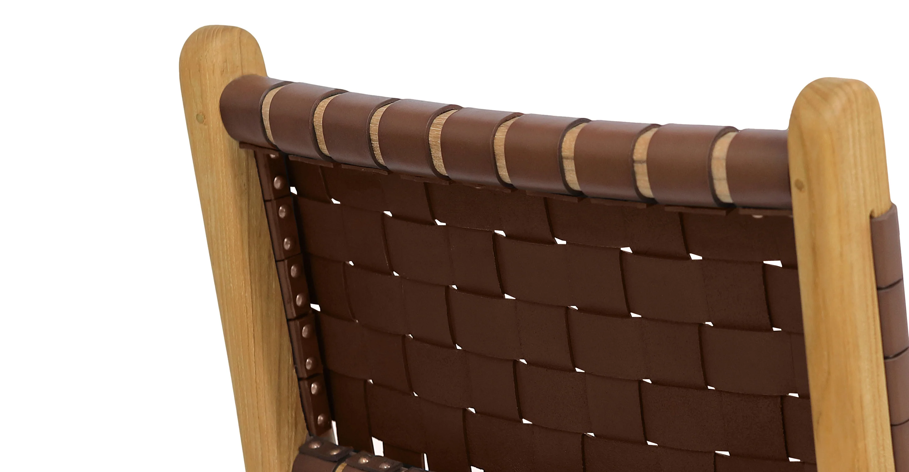 Banda Teak & Woven Leather Counter Height Stool - Image 9