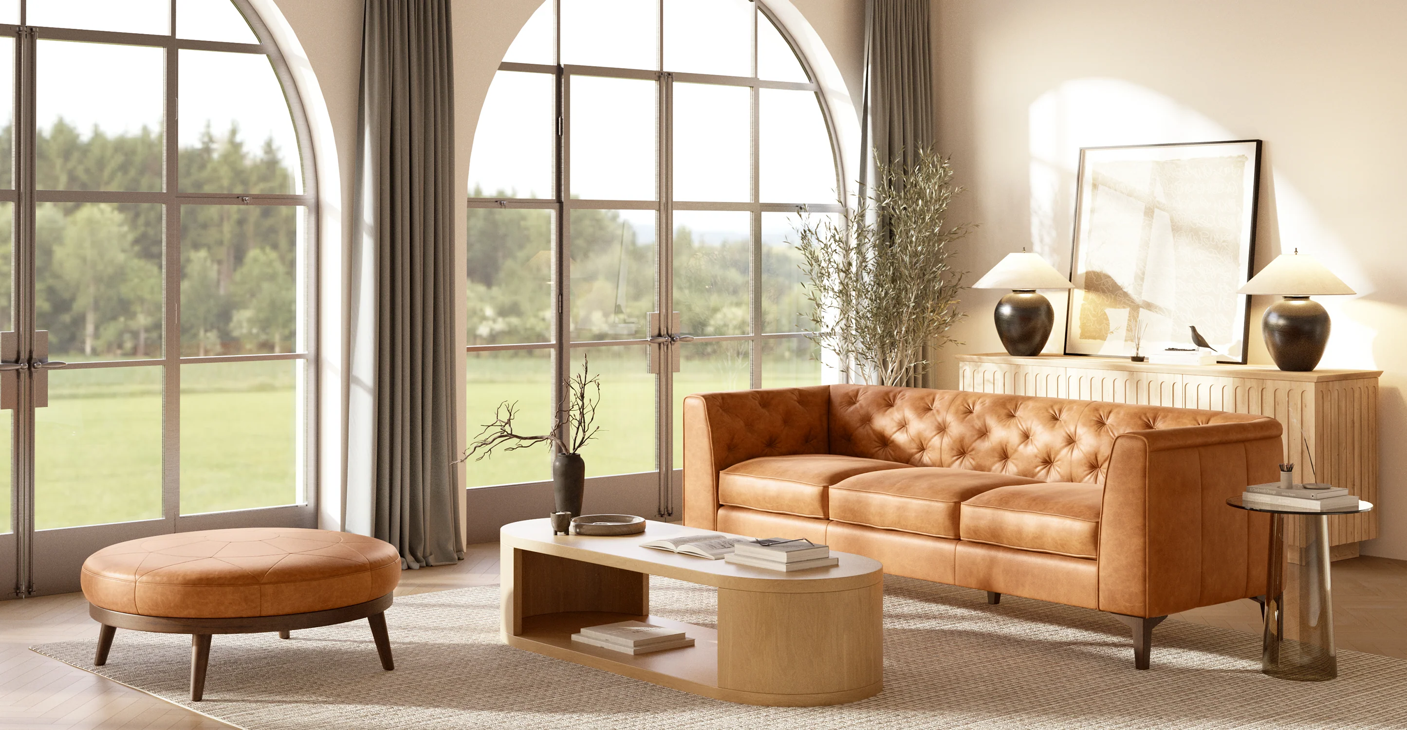 Gio Leather Ottoman - Image 3