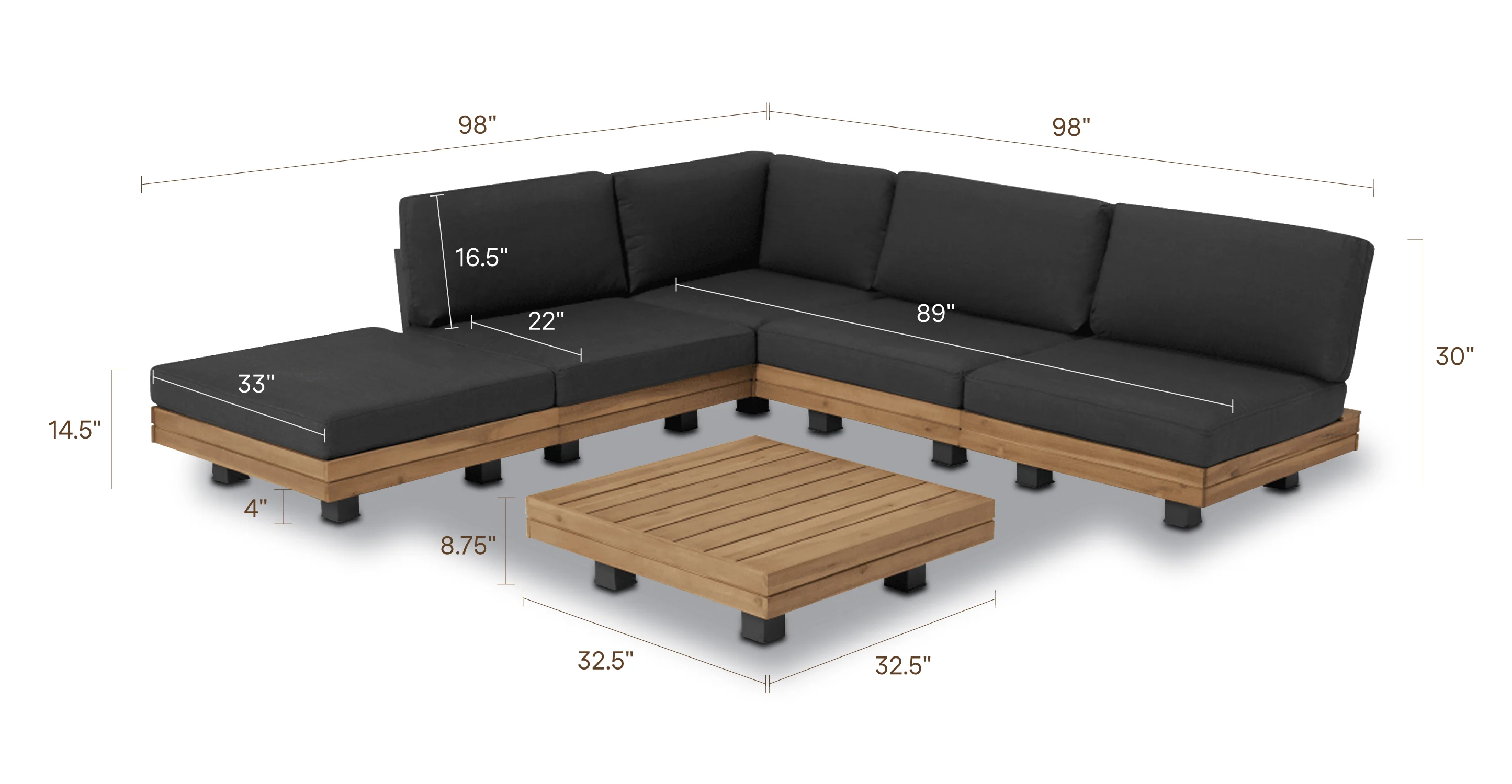 Celenza Modular Corner Sectional Set with Coffee Table - Image 10