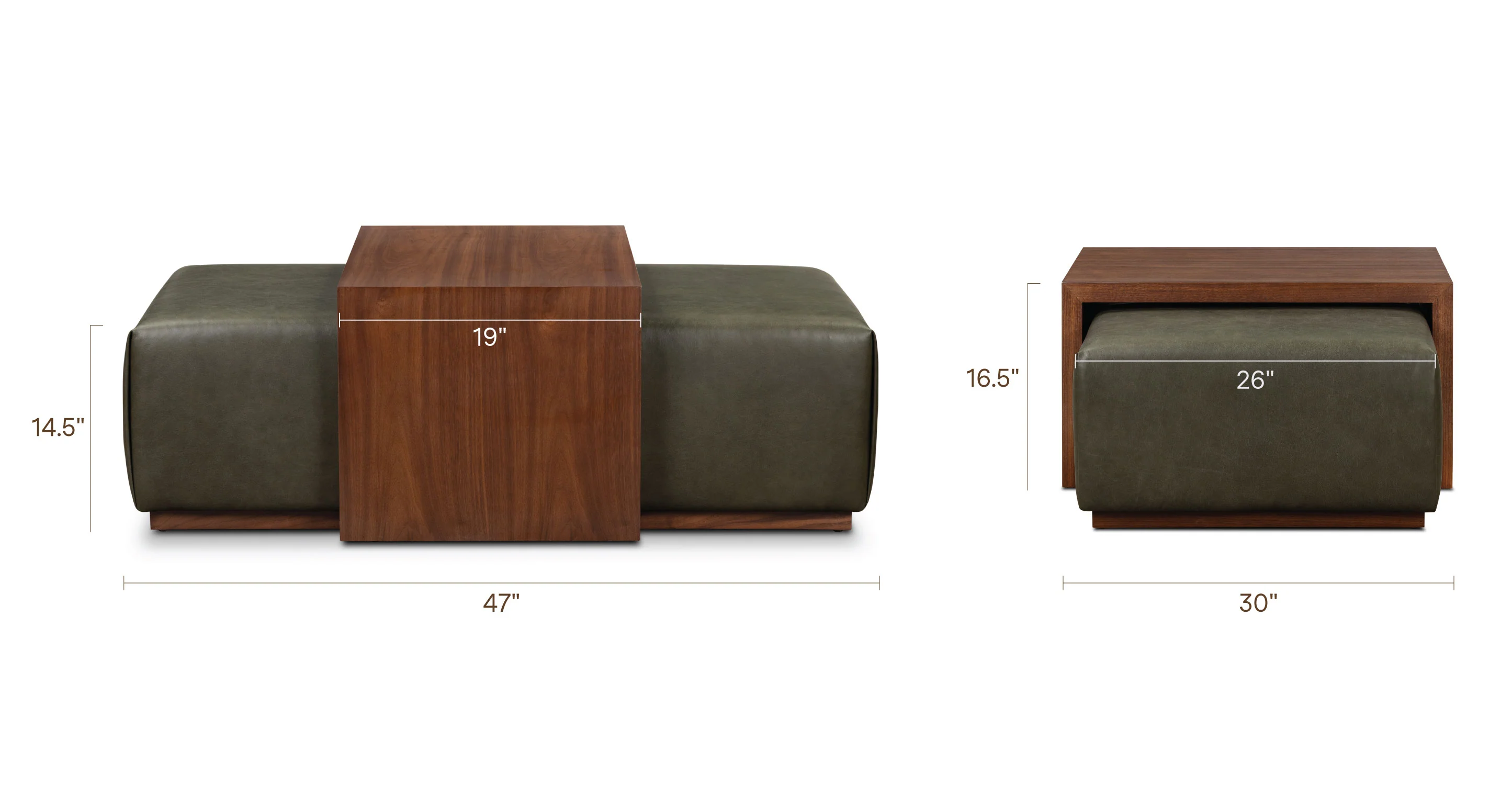 Jarmo Leather Ottoman with Walnut Table - Image 29