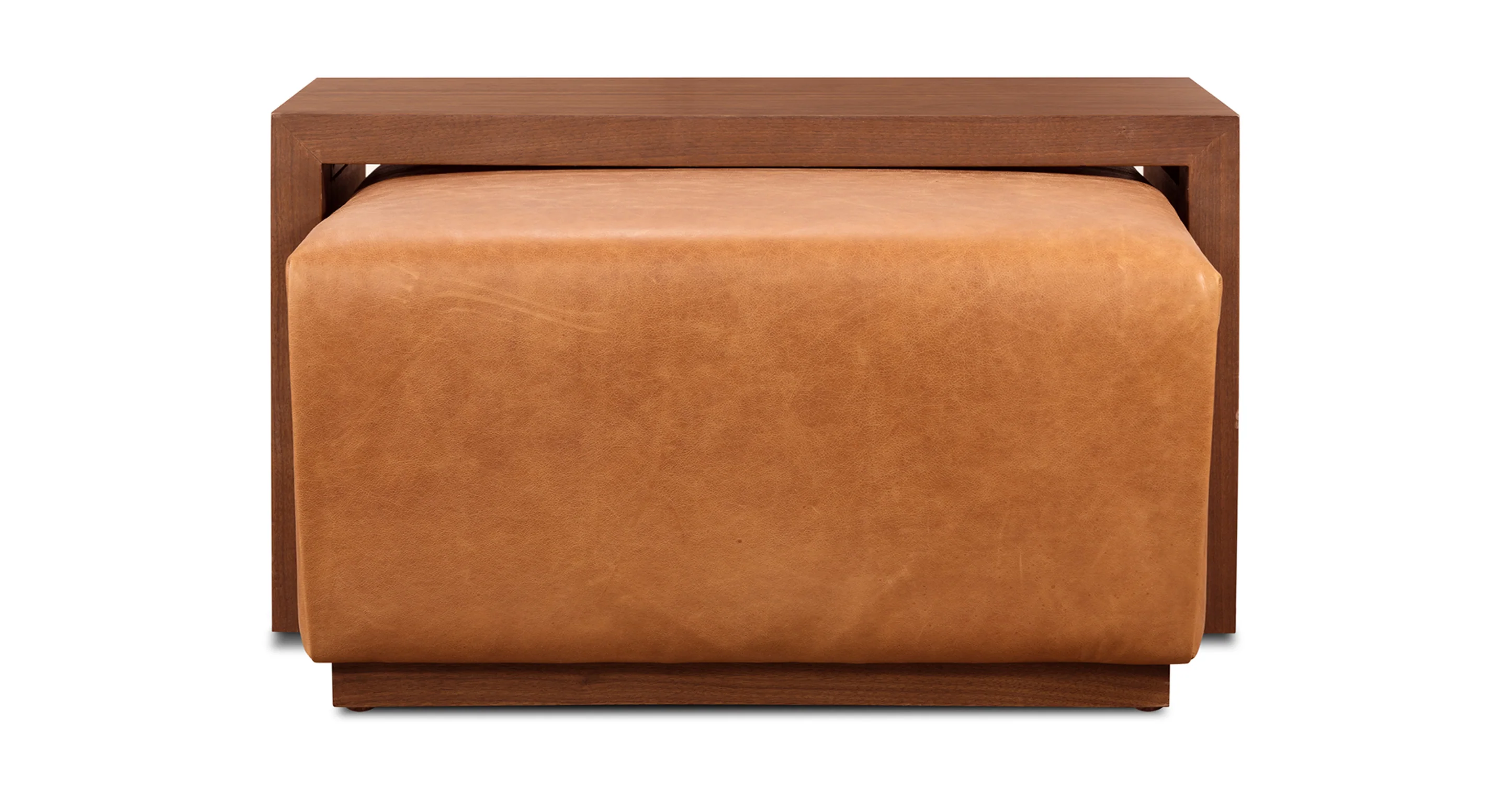 Jarmo Leather Ottoman with Walnut Table - Image 4