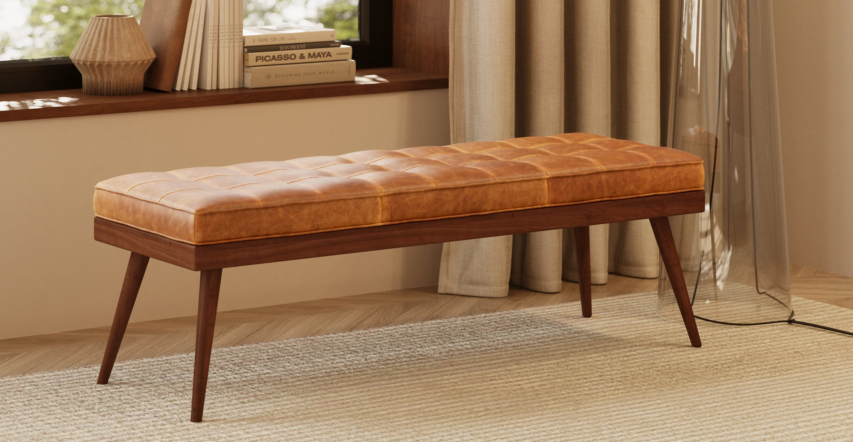 Luca Leather Bench - Image 2