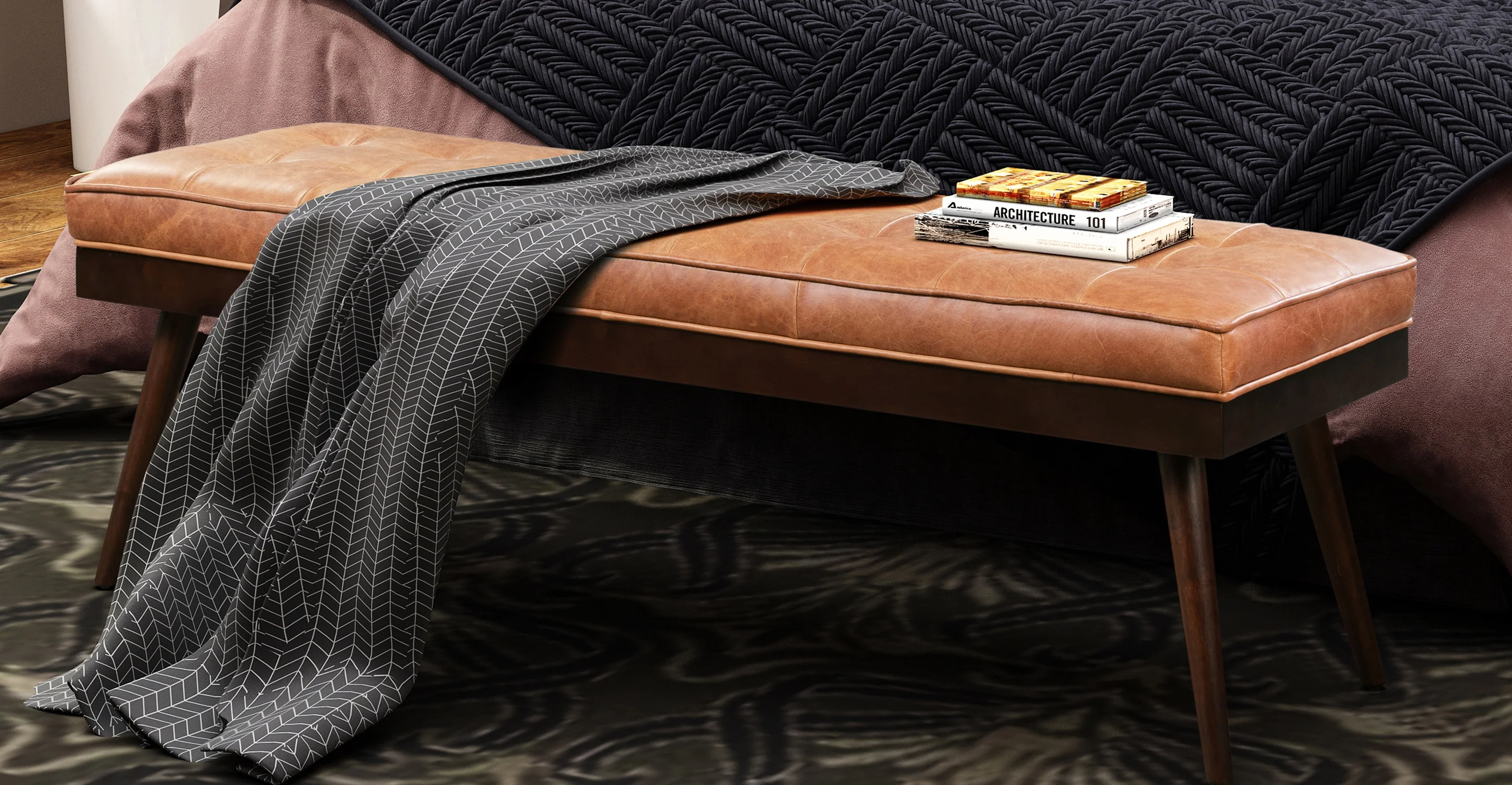 Luca Leather Bench - Image 4