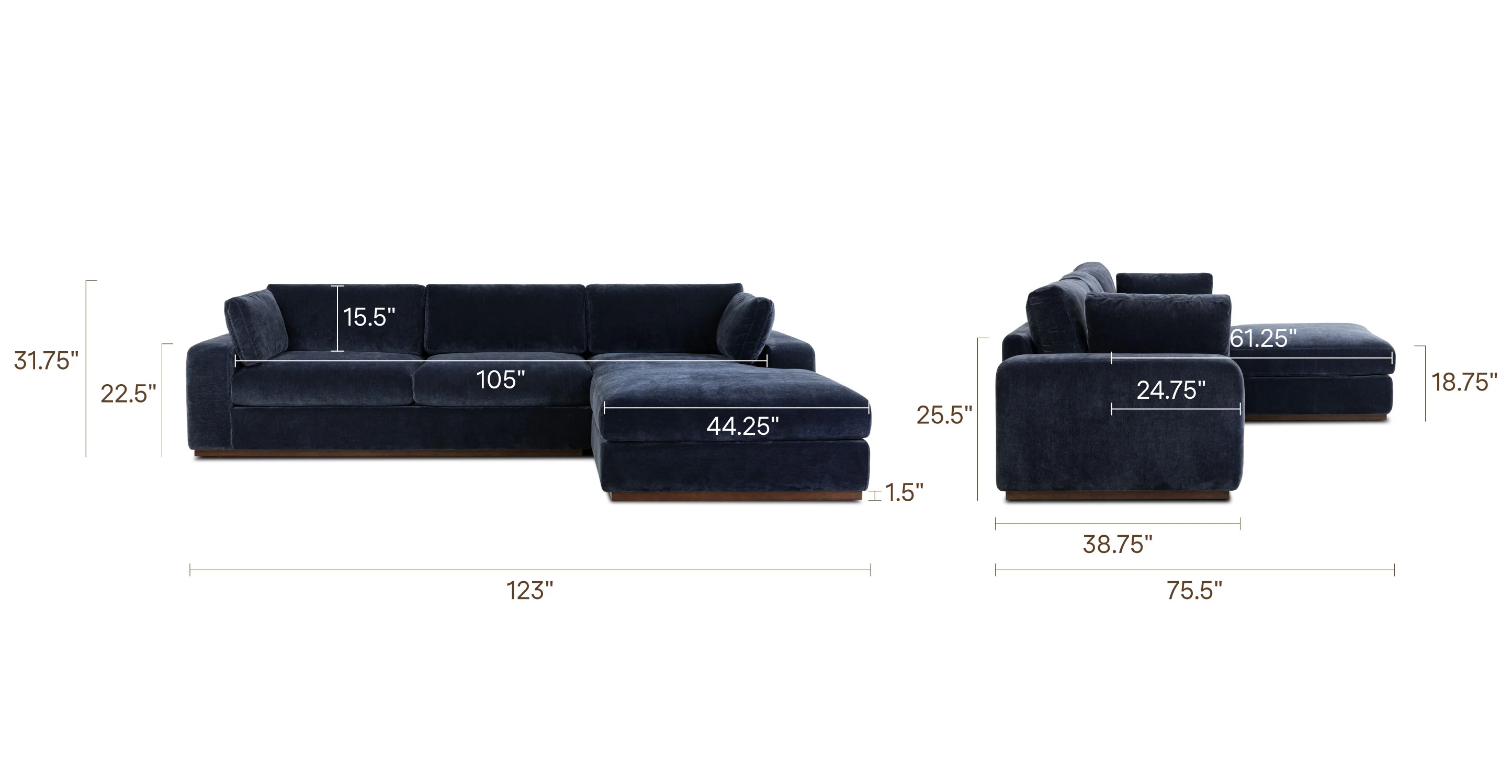 Malaga Right-Facing Sectional Sofa - Image 17