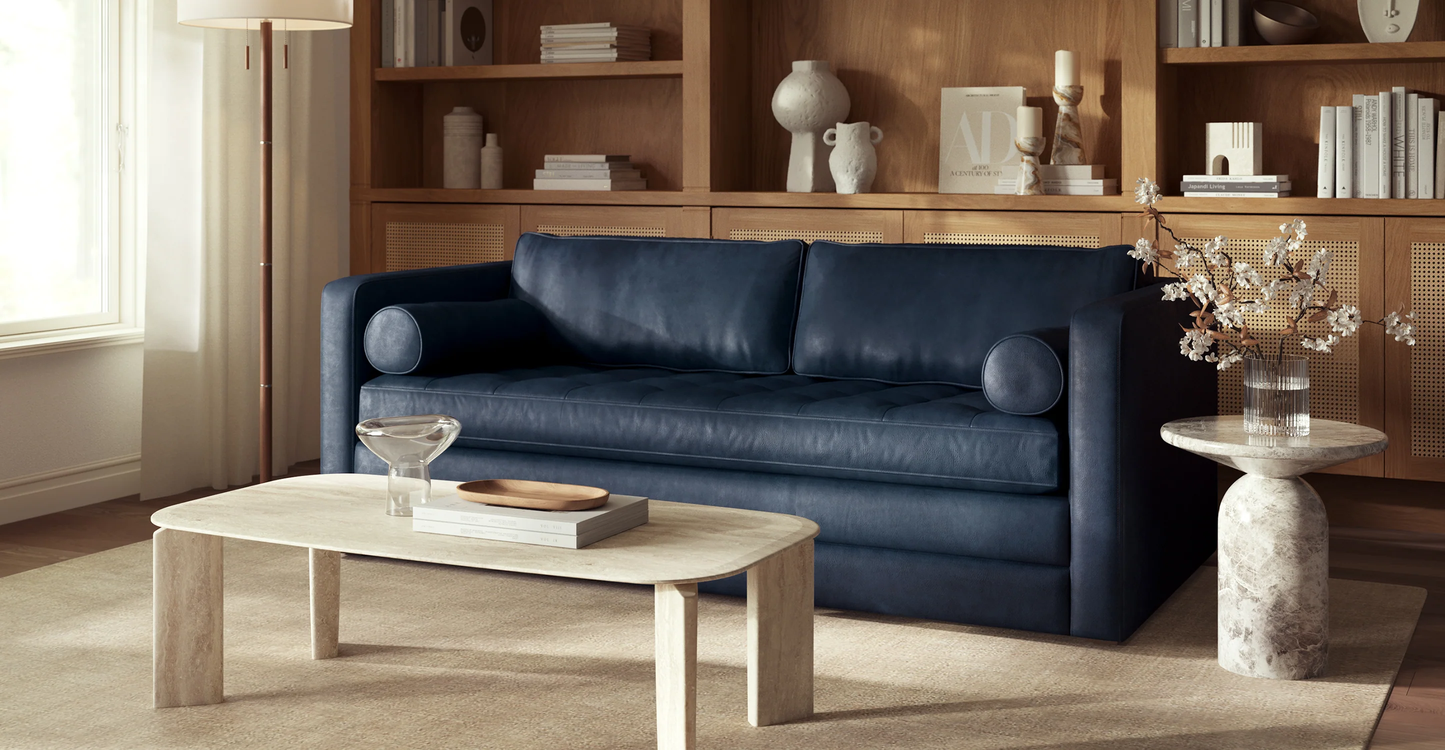Napa 82" Leather Pull-Out Convertible Sleeper Sofa - Image 30