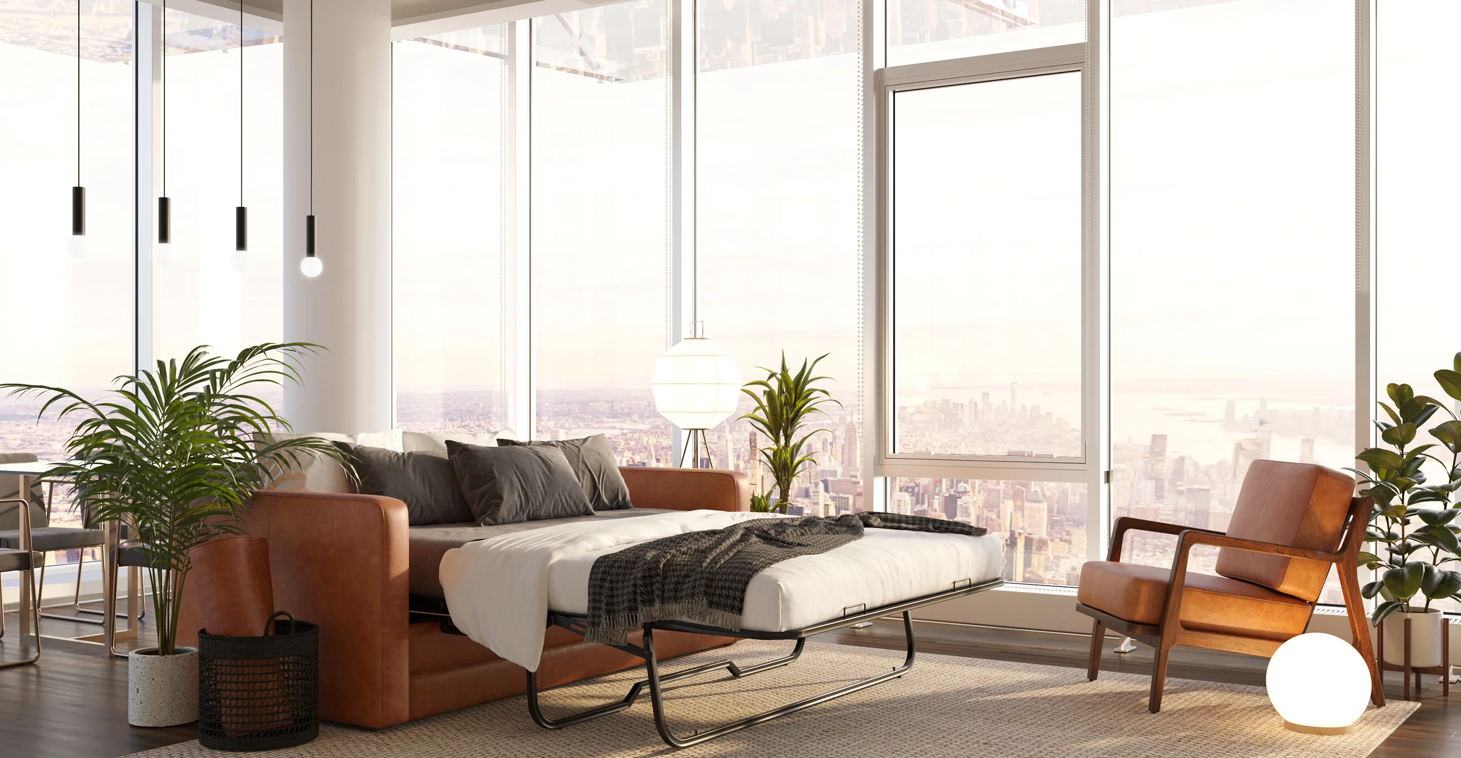 Napa 82" Leather Pull-Out Convertible Sleeper Sofa - Image 4
