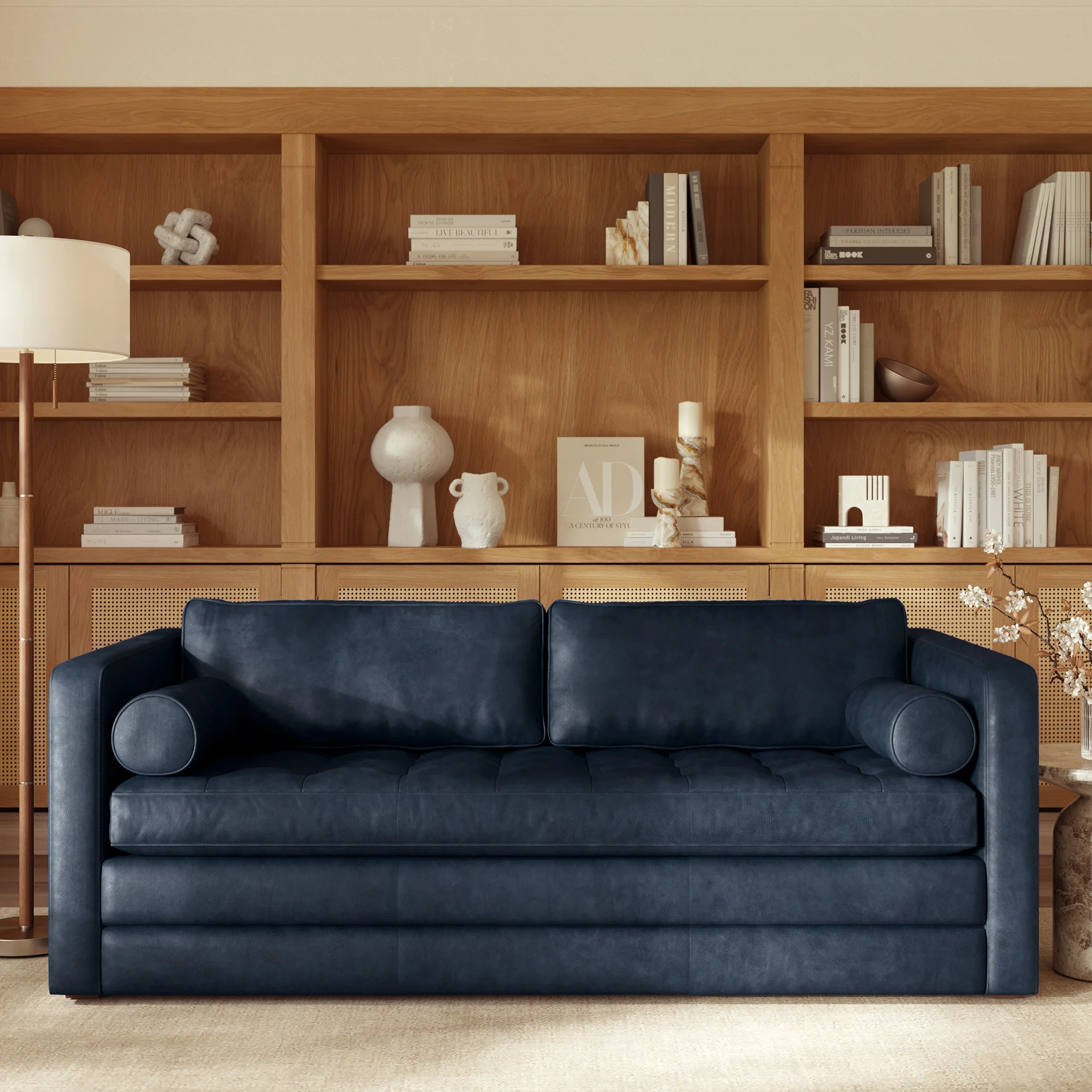 Napa 82" Leather Pull-Out Convertible Sleeper Sofa - Image 74