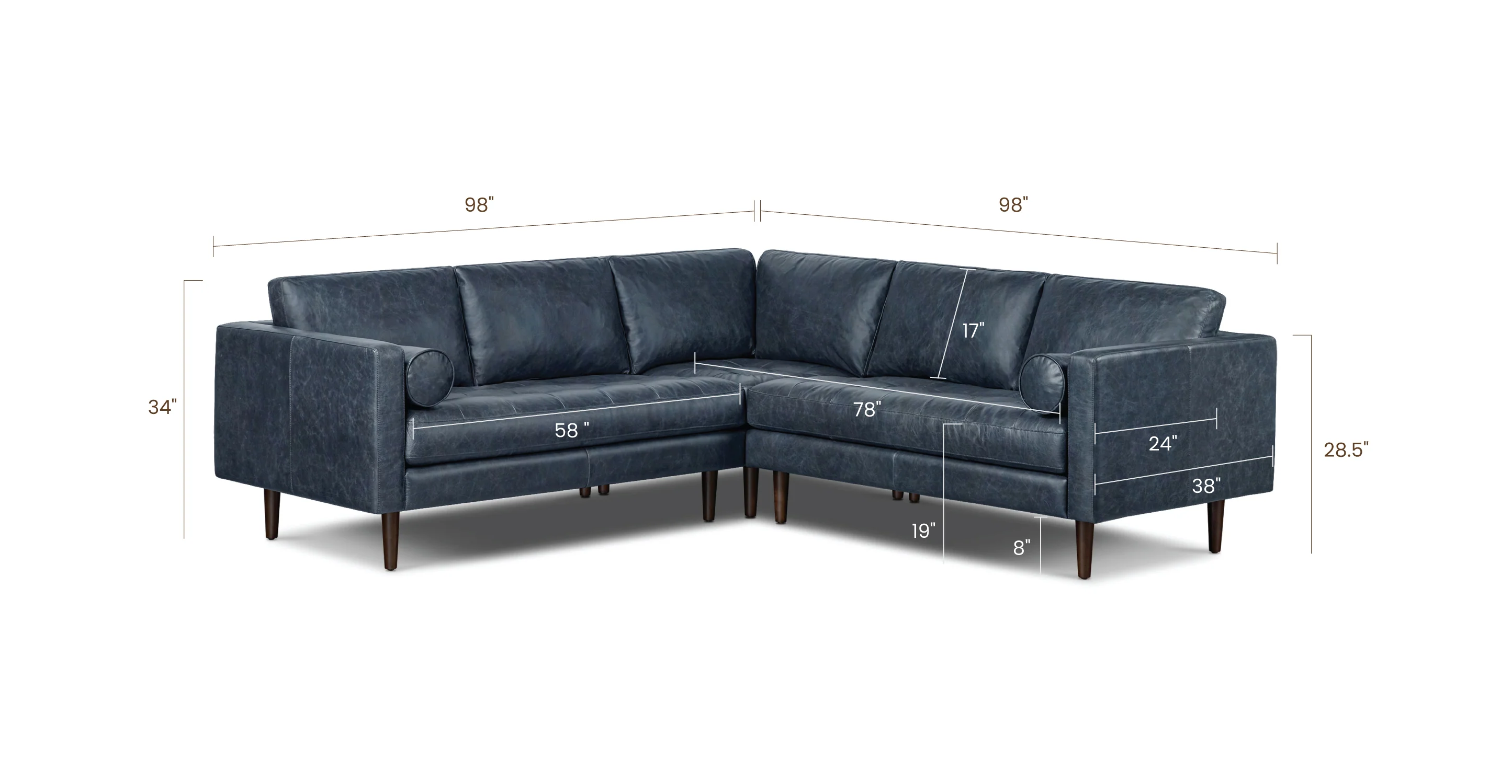 Napa Leather Corner Sectional Sofa - Image 30