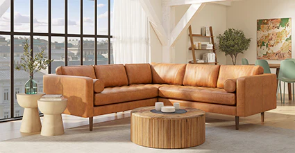 Napa Leather Corner Sectional Sofa - Image 34