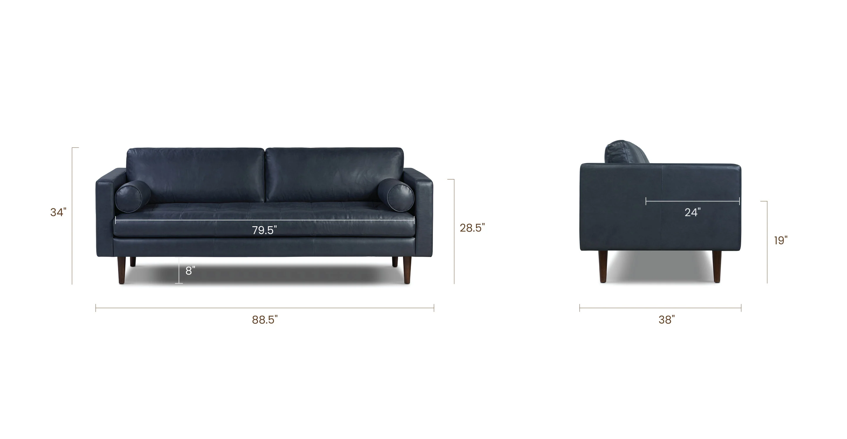 Napa Leather Sofa 88.5” - Image 118