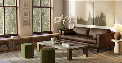 Napa Leather Sofa 88.5” - Image 129