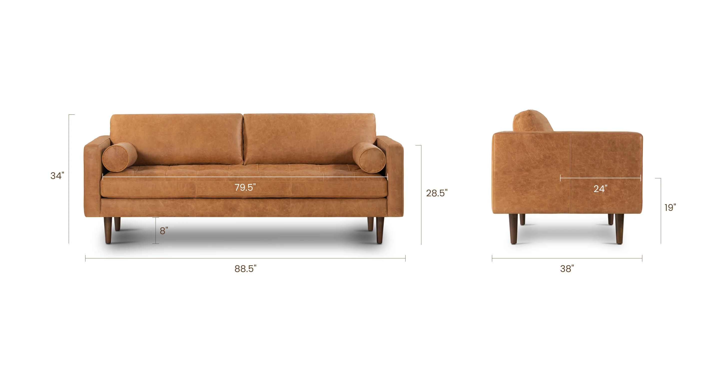 Napa Leather Sofa 88.5” - Image 32