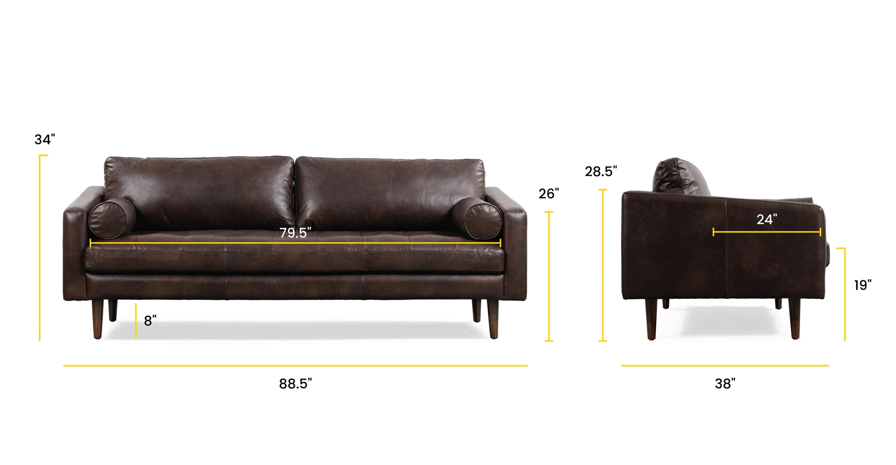 Napa Leather Sofa 88.5” - Image 47