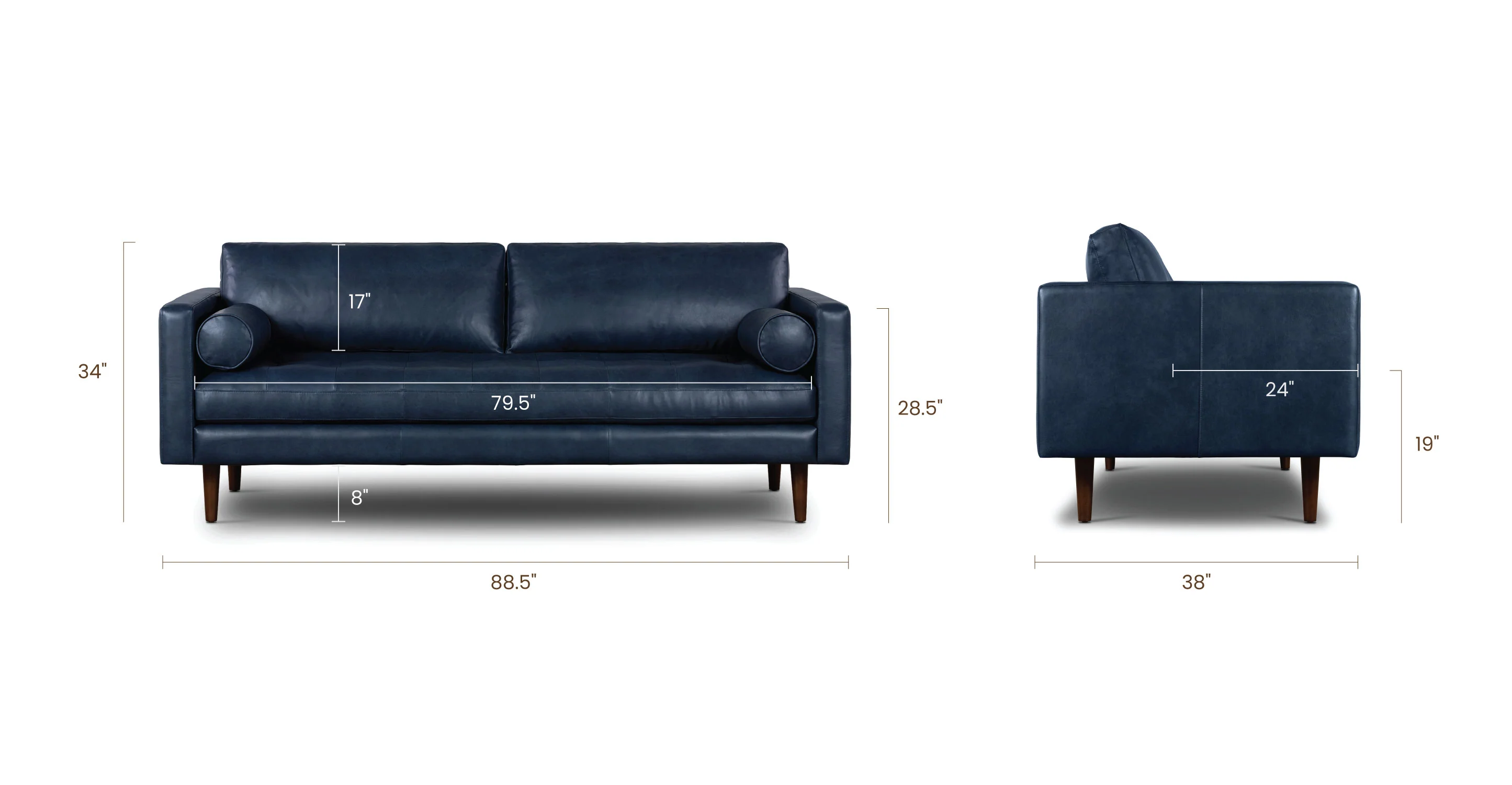 Napa Leather Sofa 88.5” - Image 77
