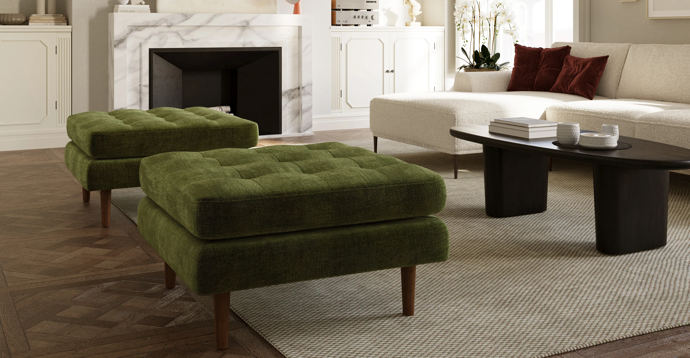 Napa Velvet Ottoman - Image 2