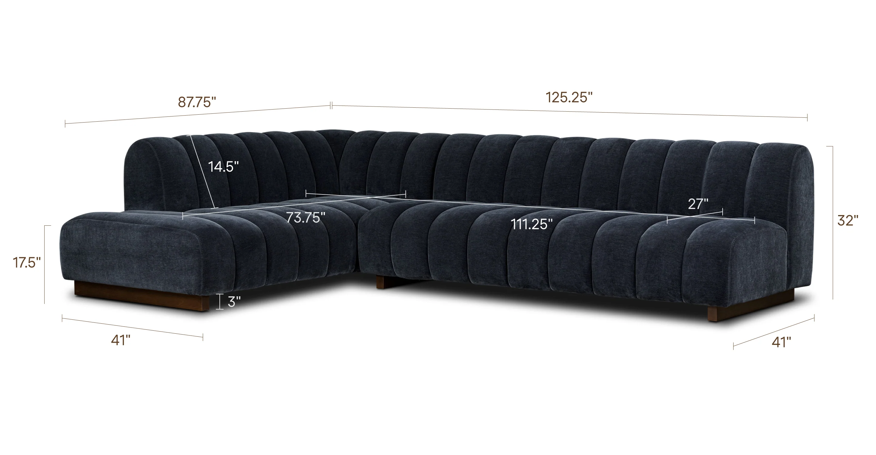 Pomona 125" Left-Facing Bumper Sectional - Image 30