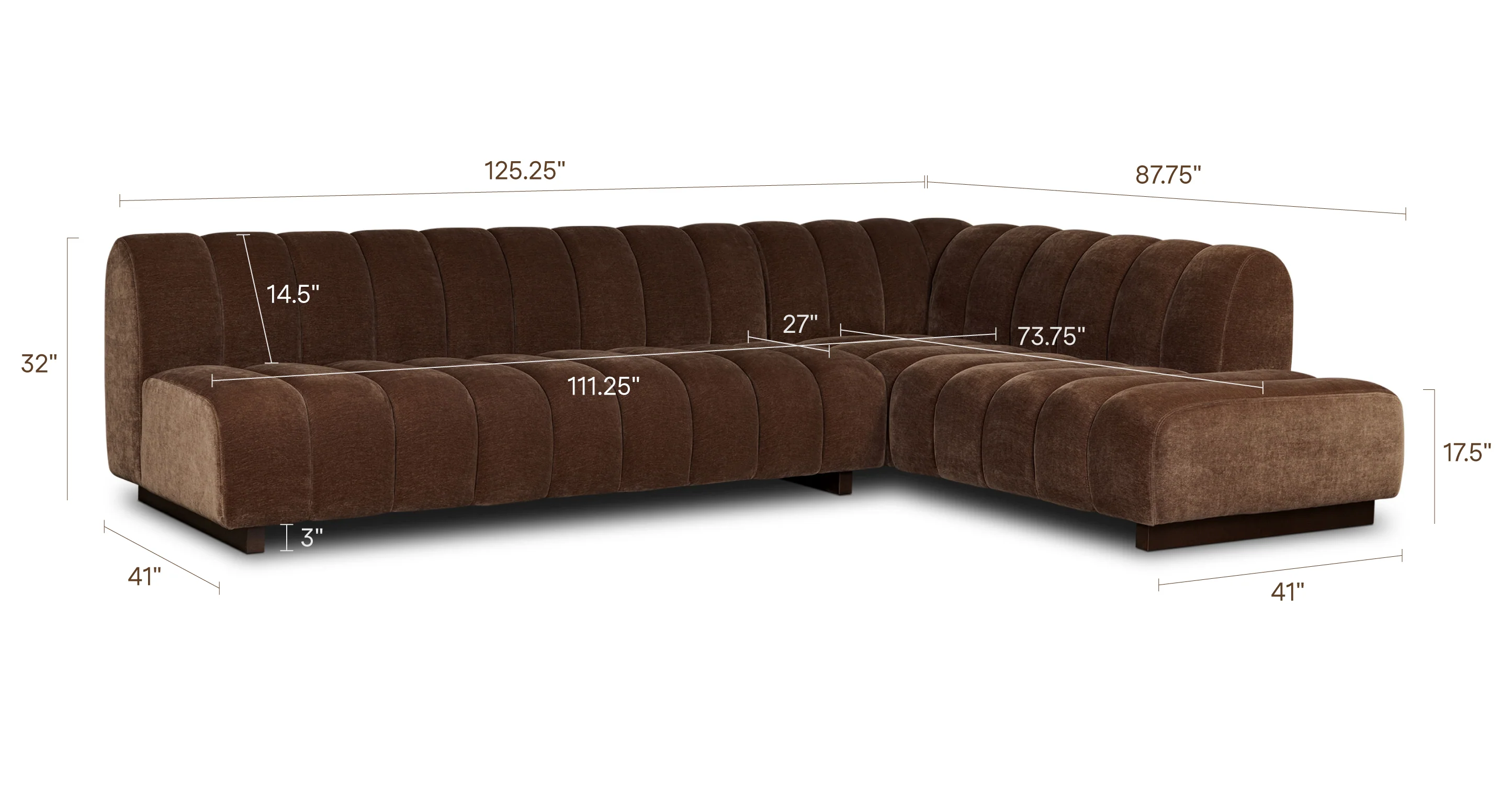 Pomona 125" Right-Facing Bumper Sectional - Image 16