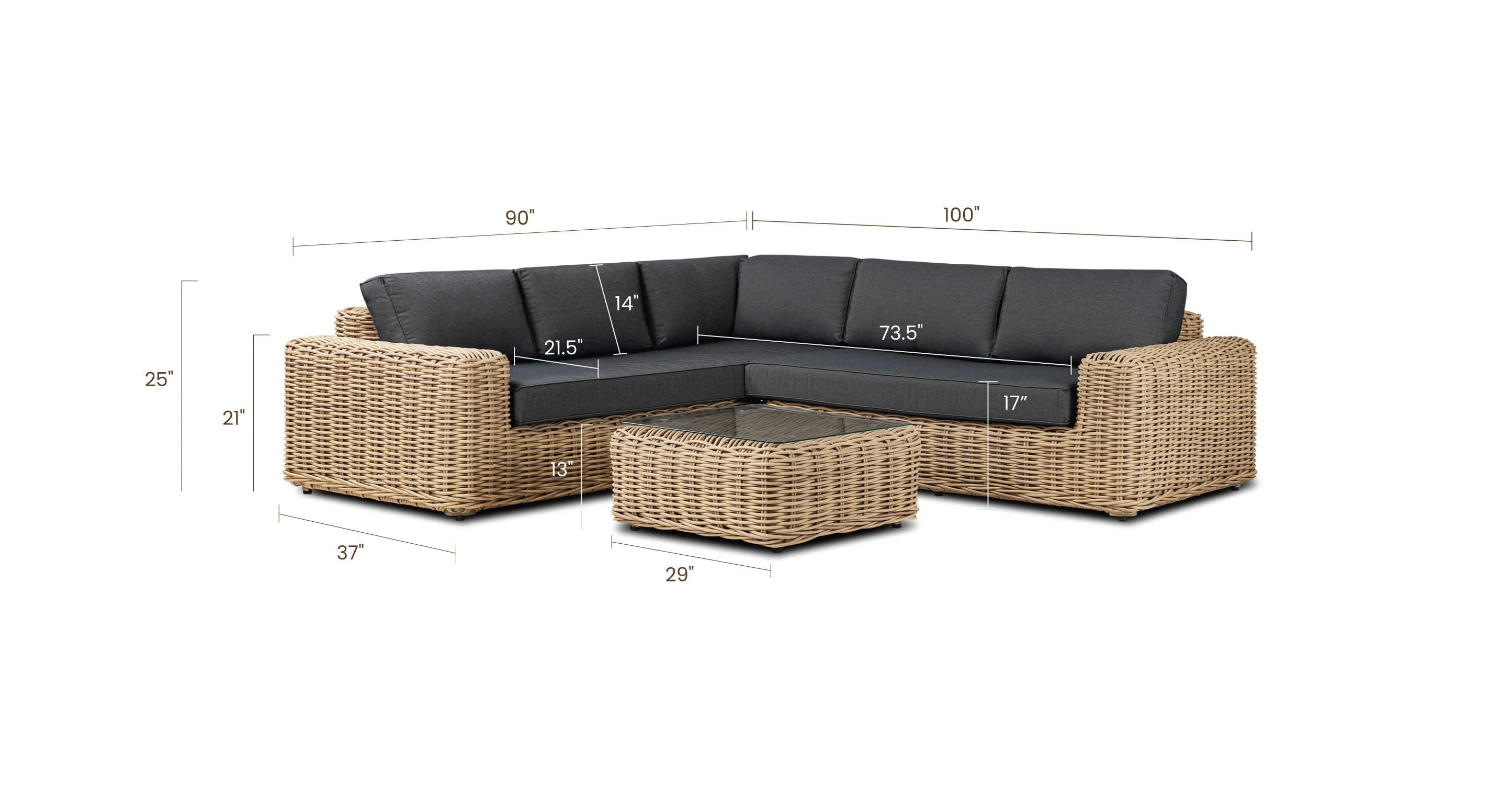 Puglia Corner Sectional Set with Coffee Table - Image 28