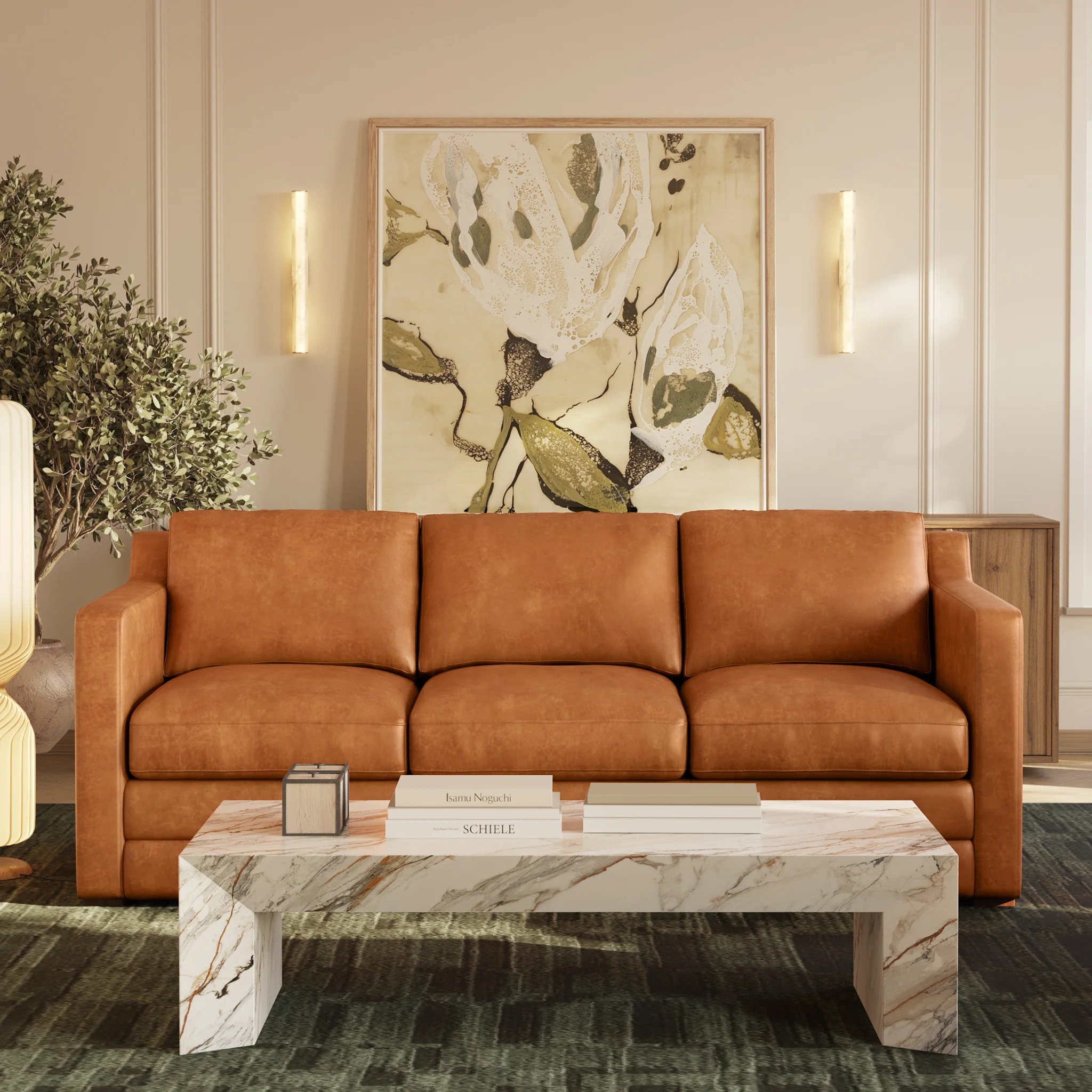 Sorrento Leather Pull-Out Convertible Sleeper Sofa - Image 56