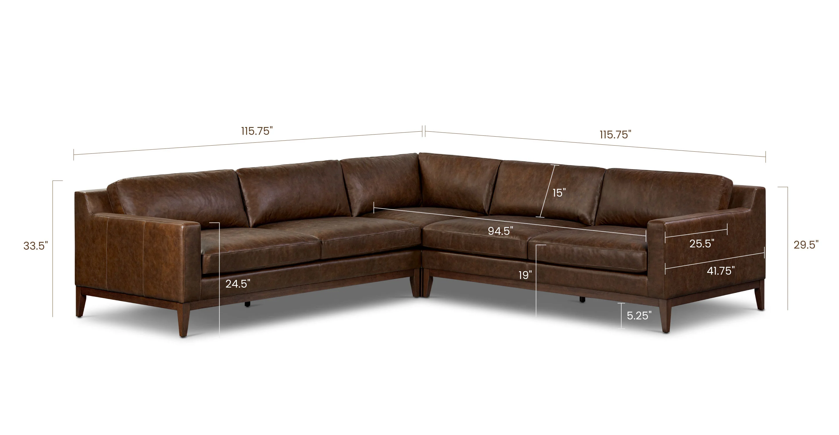 Zyon 116" Leather Corner Sectional - Image 15