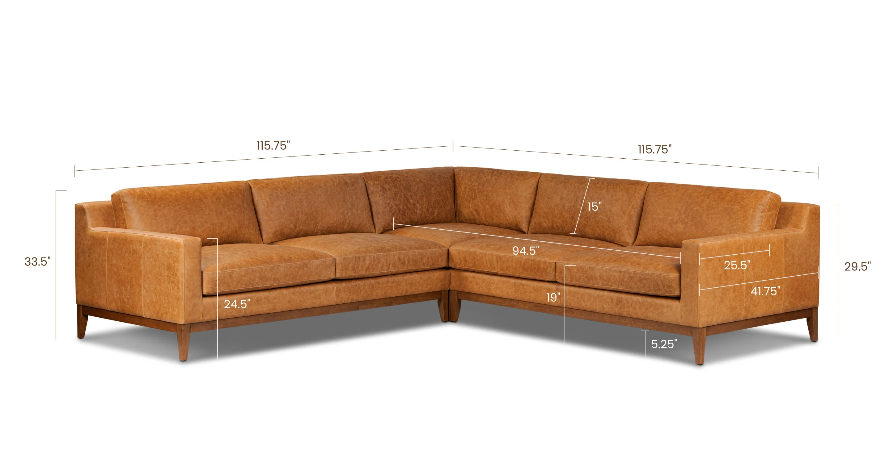 Zyon 116" Leather Corner Sectional - Image 27