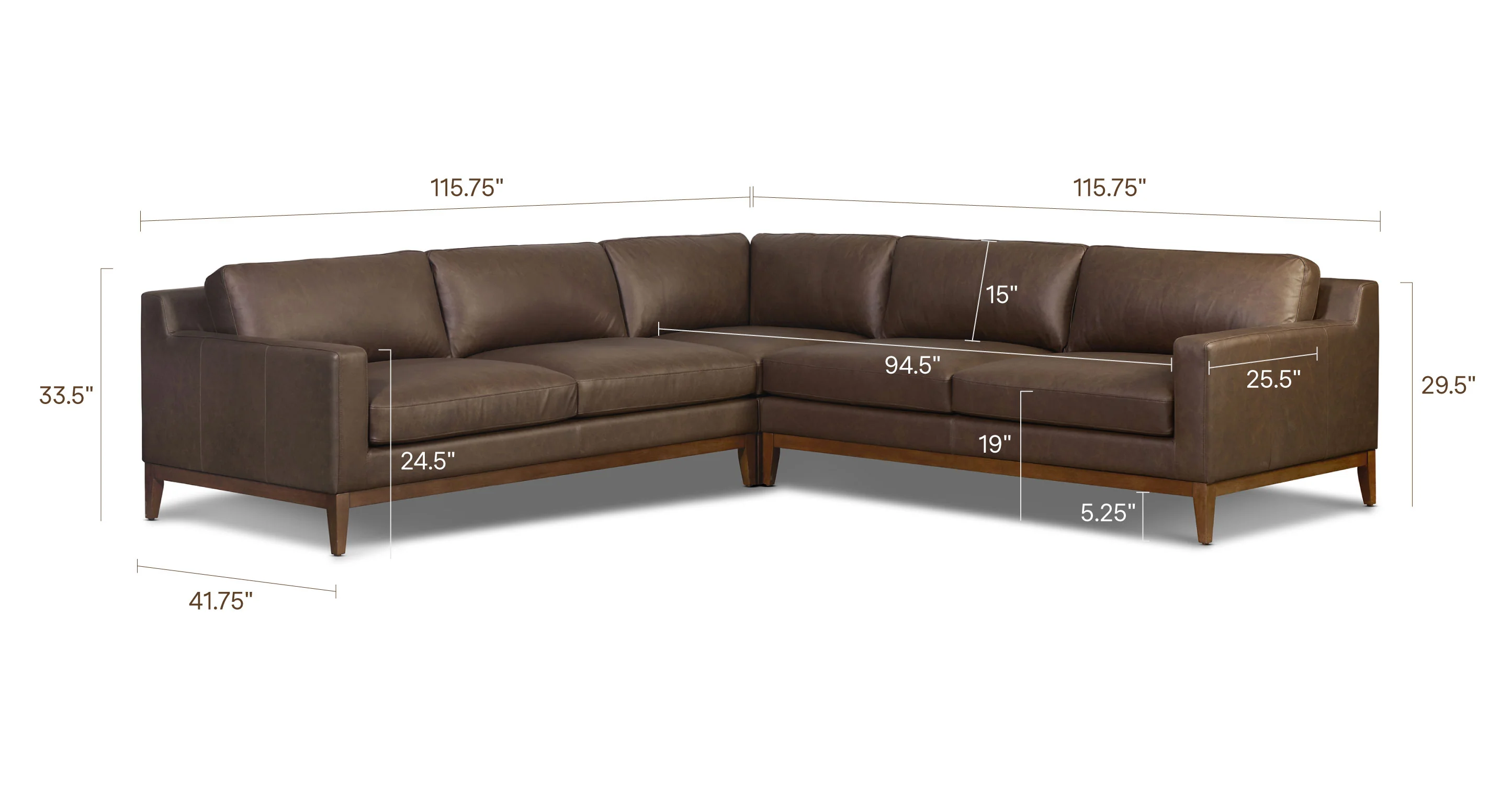 Zyon 116" Leather Corner Sectional - Image 42