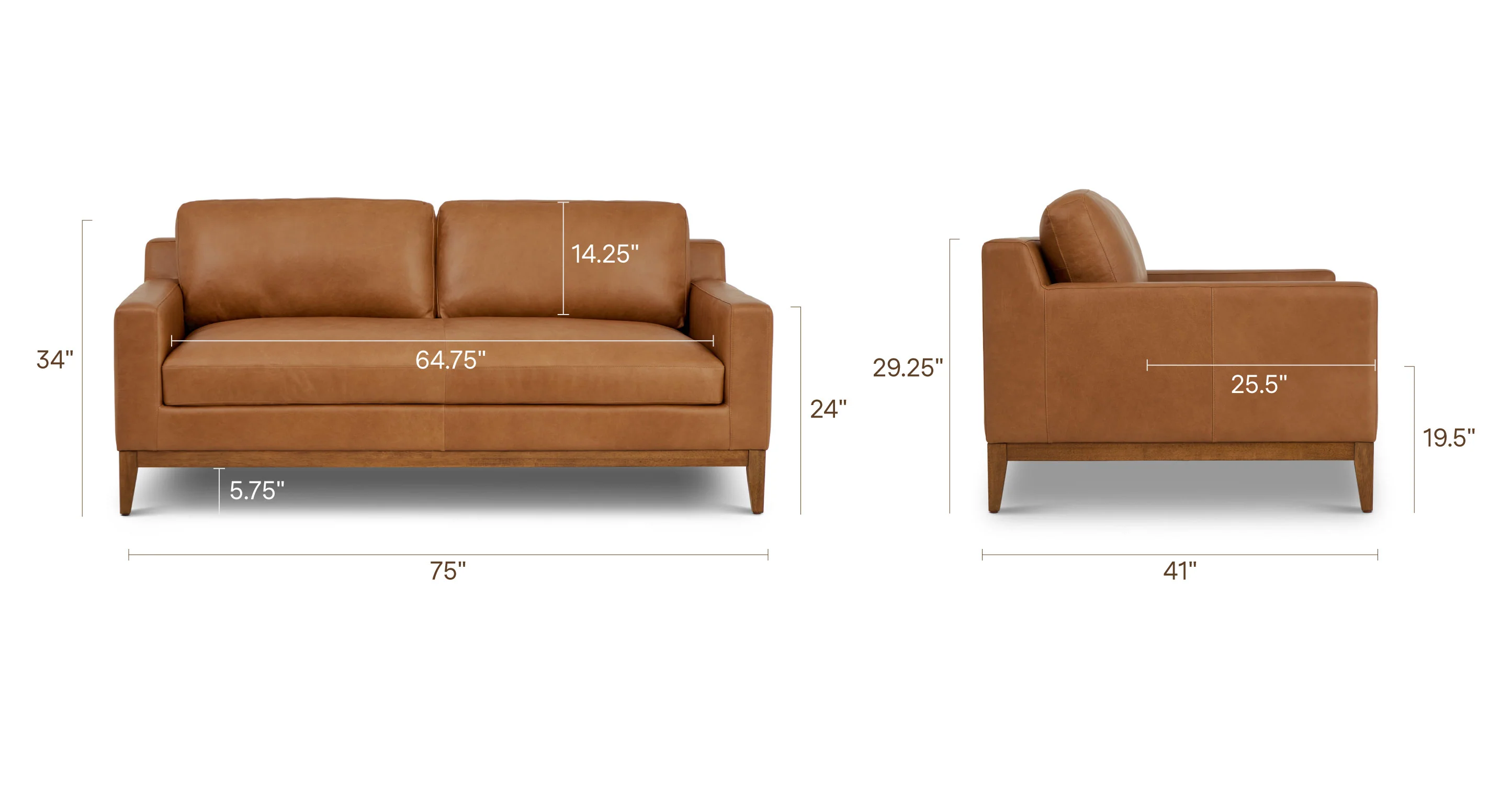 Zyon 75" Leather Apartment Sofa - Image 19