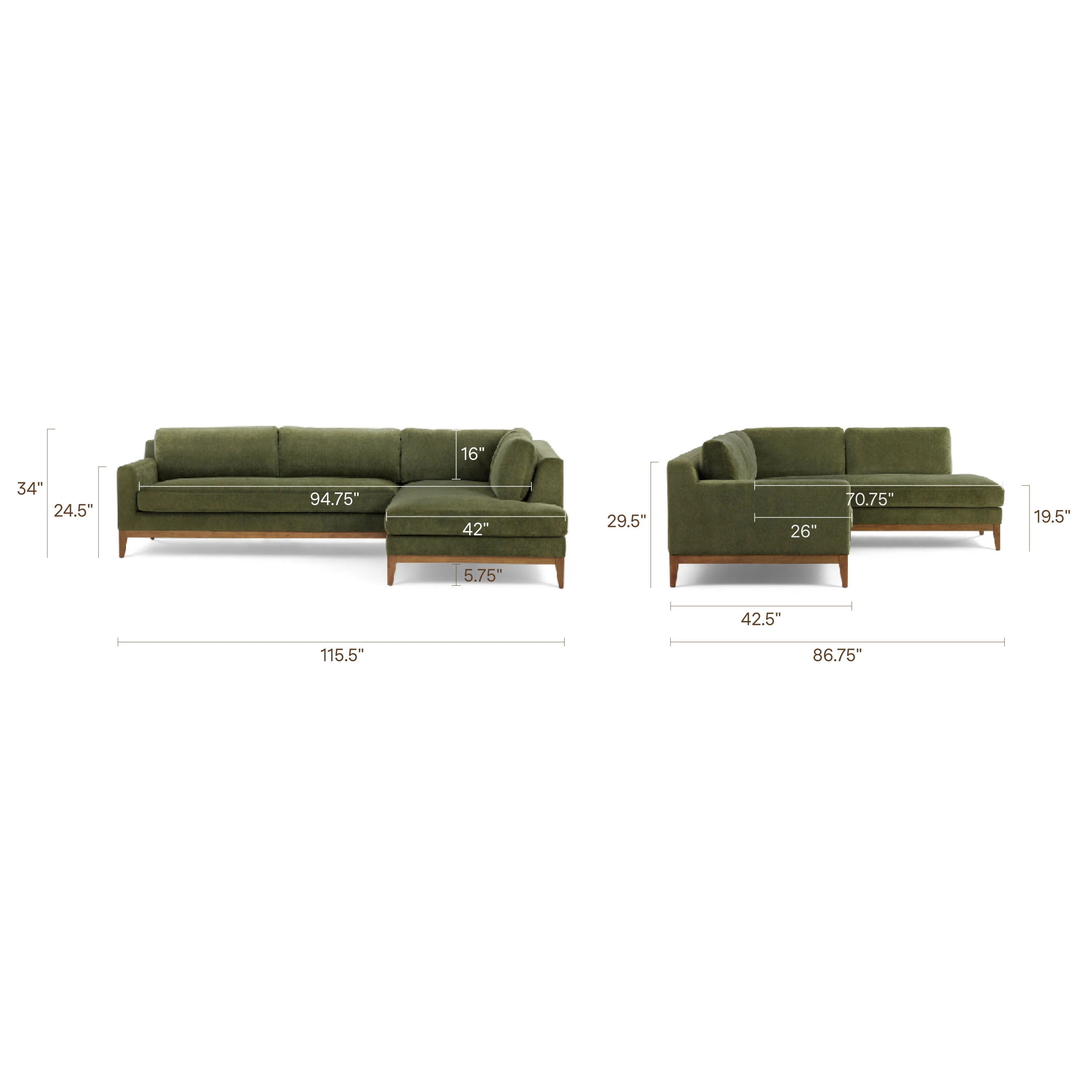 Zyon Right-Facing Bumper Chaise Sectional - Image 23